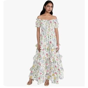 Meadows Bacopa Floral Dress Off Shoulder Maxi Women’s US 10